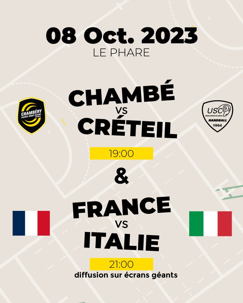 Chambéry v Créteil à 19:00 - Diffusion de France v Italie