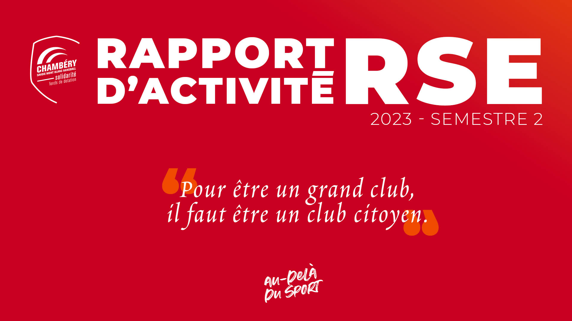 Rapport d'activité RSE - 2ème semestre 2023 - Team Chambé